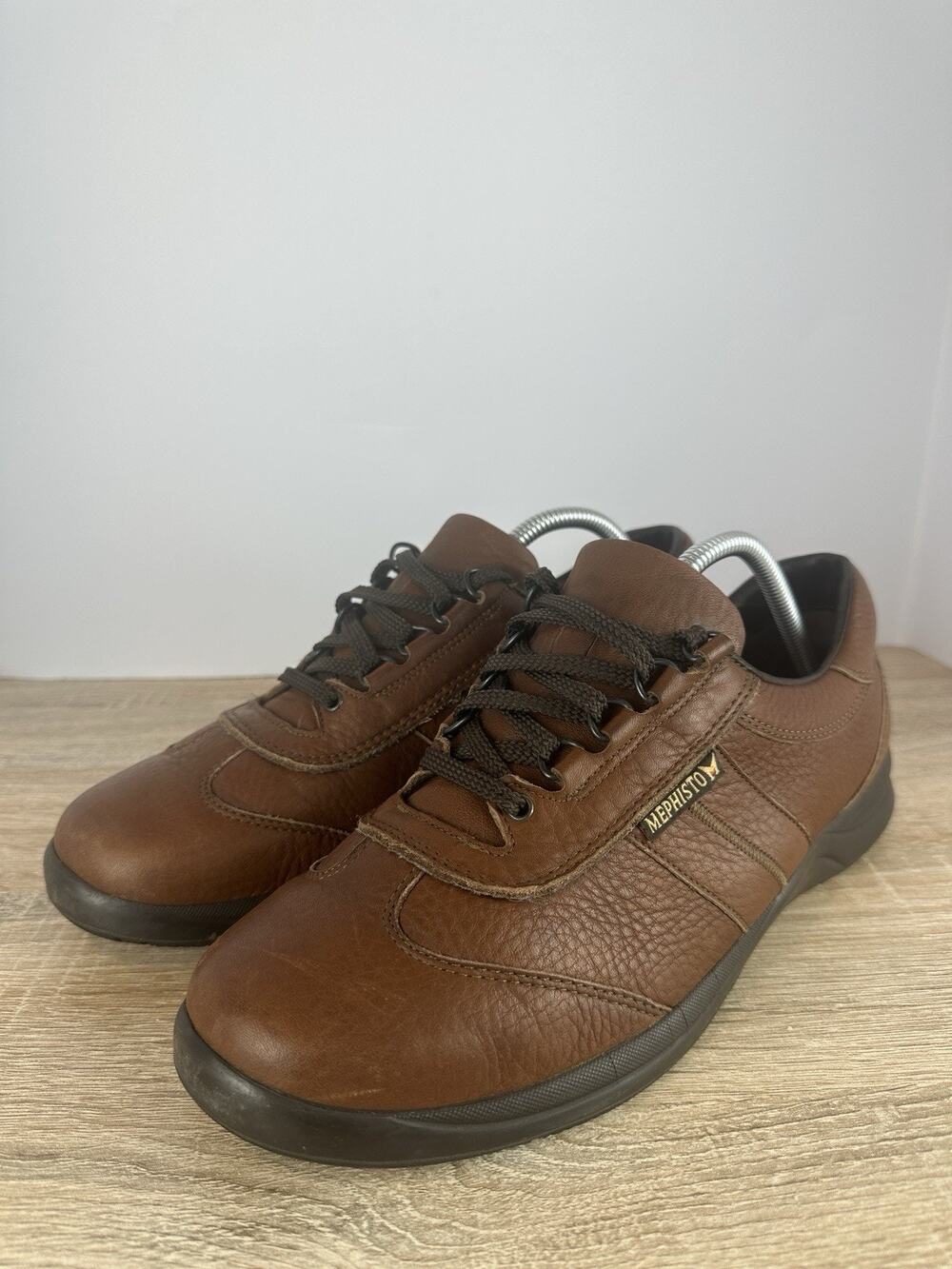Mephisto Air-Jet Brown Leather Comfort Shoes Men US 9 EU 42.5 Crack